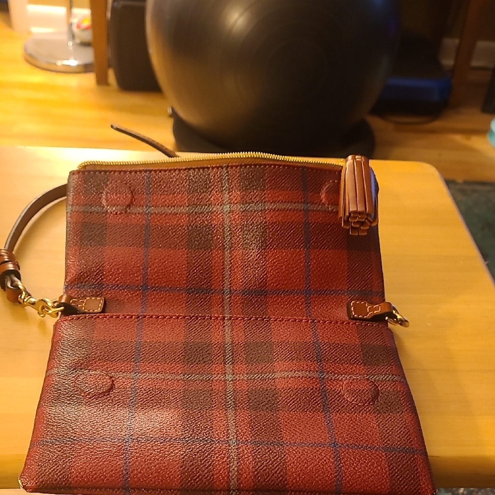 Dooney & Bourke Burgundy Plaid Crossbody Bag - Picture 6 of 11